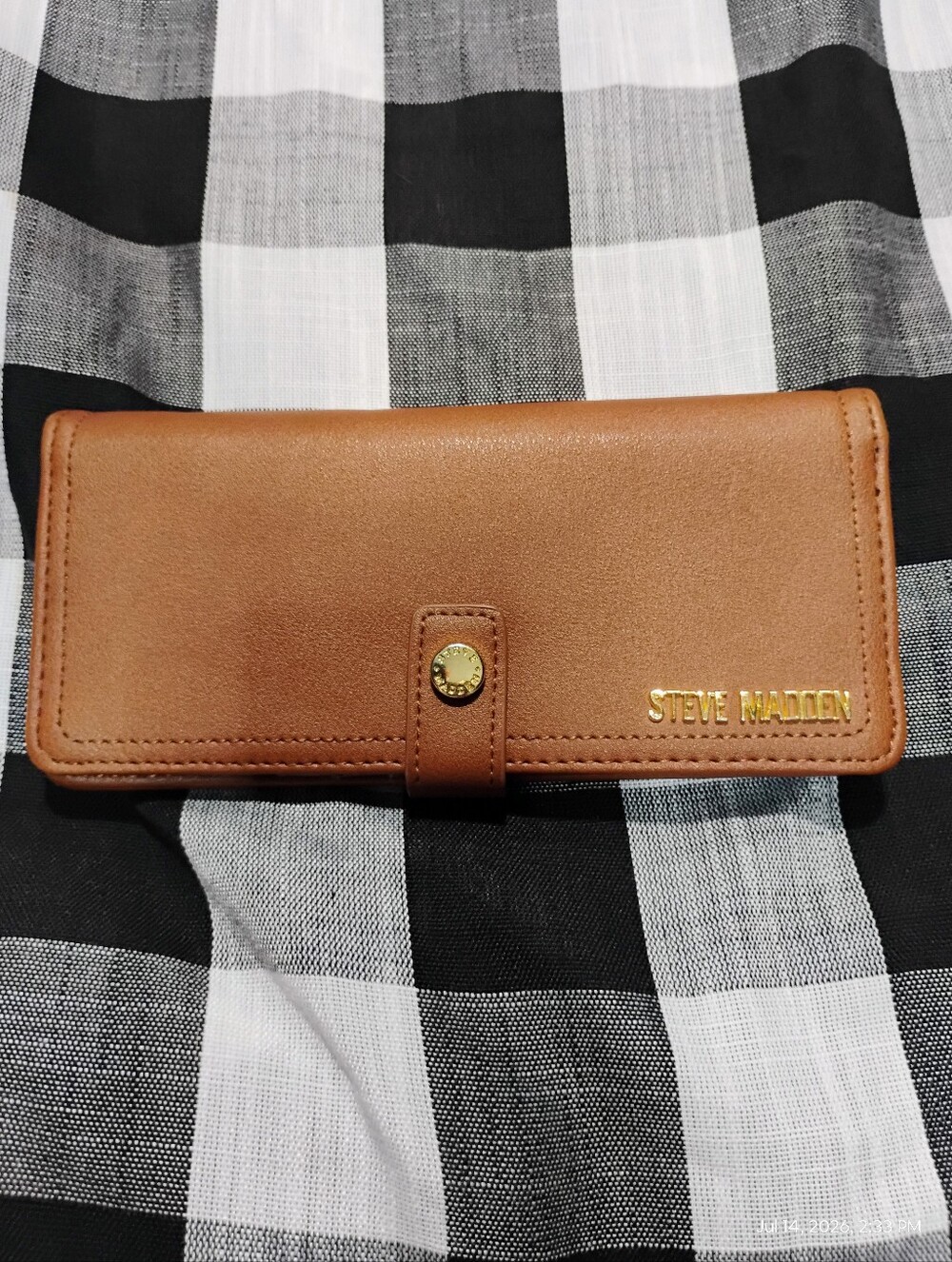 ❤️Steve Madden Brown Faux Leather Wallet with Gold Logo